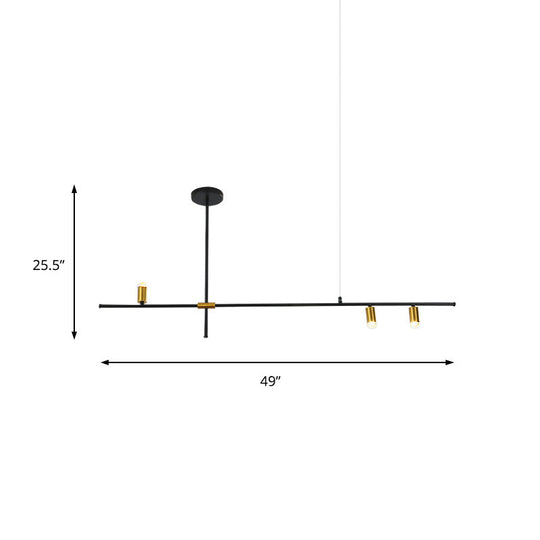 Modern Metal Rectilinear Chandelier Light: Black Ceiling Fixture (3/4/9 Lights)