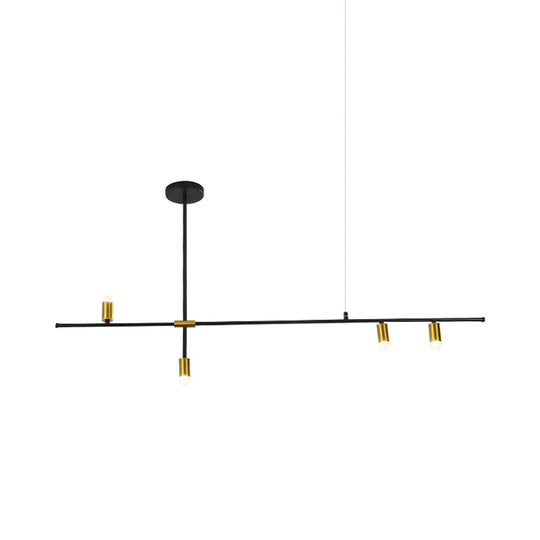 Modern Metal Rectilinear Chandelier Light: Black Ceiling Fixture (3/4/9 Lights)