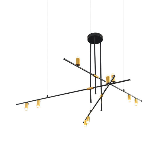 Modern Metal Rectilinear Chandelier Light: Black Ceiling Fixture (3/4/9 Lights)