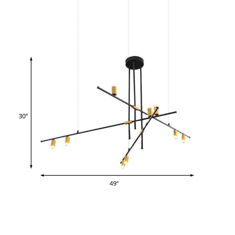 Modern Metal Rectilinear Chandelier - 3/4/9 Light Black Ceiling Fixture