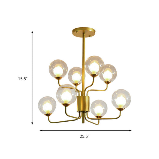 Contemporary 2-Tier Ball Clear Glass Chandelier - Elegant Radial Design With 8/12/18 Lights