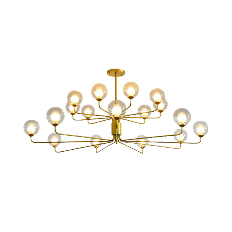 Contemporary 2-Tier Ball Clear Glass Chandelier - Elegant Radial Design With 8/12/18 Lights