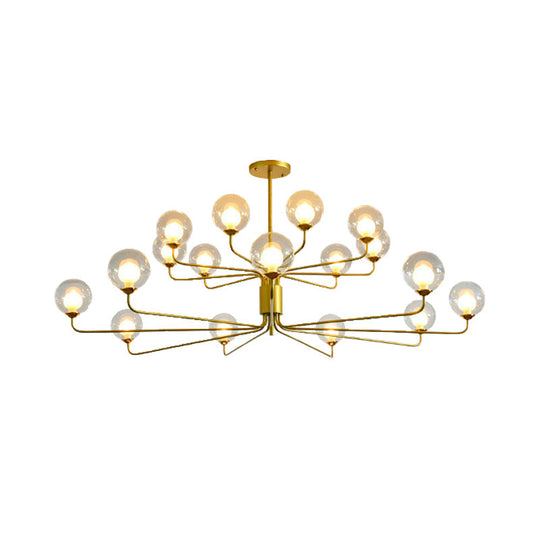 Contemporary 2-Tier Ball Clear Glass Chandelier - Elegant Radial Design With 8/12/18 Lights