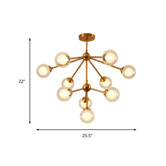 Sleek Sputnik Metal Chandelier With Clear Glass Sphere Shades - 4/7/10 Lights For Contemporary