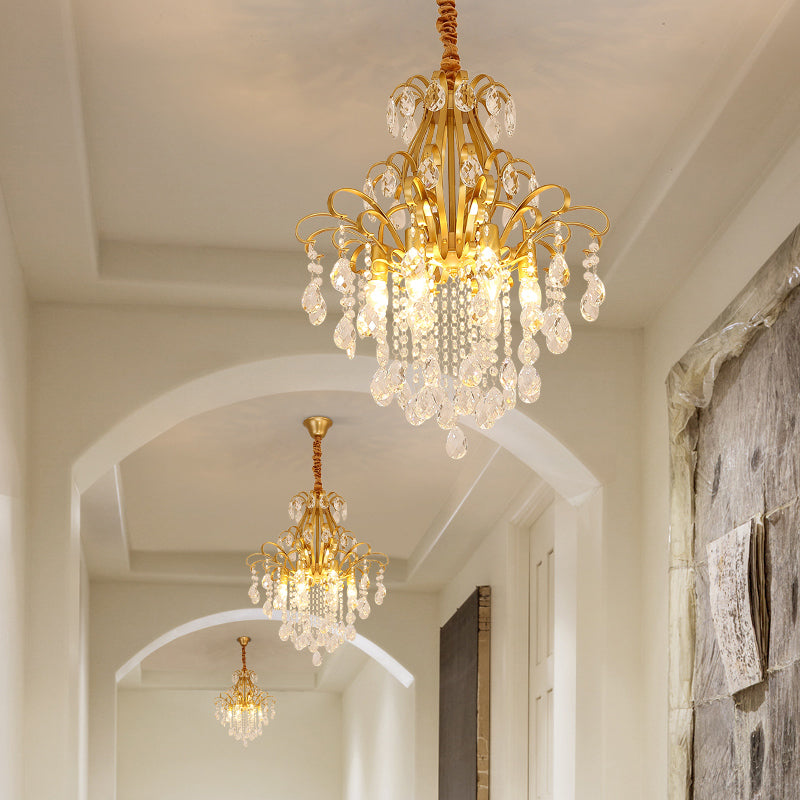 Modernist Crystal Chandelier Pendant Light with 3/6 Heads in Black/Gold - Perfect for Bedroom