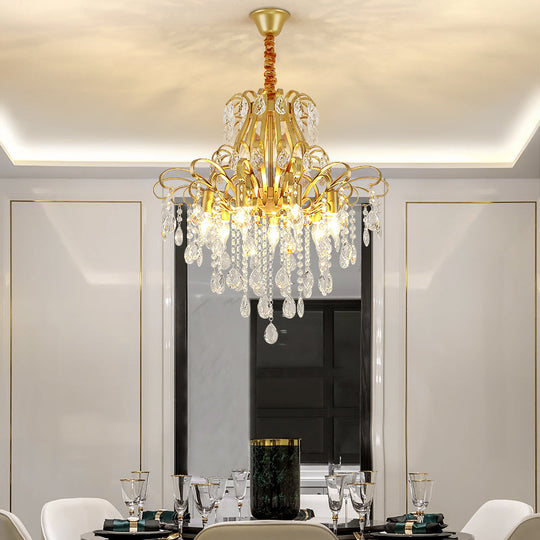 Modernist Crystal Chandelier Pendant Light with 3/6 Heads in Black/Gold - Perfect for Bedroom