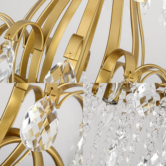 Modernist Crystal Chandelier Pendant Light with 3/6 Heads in Black/Gold - Perfect for Bedroom