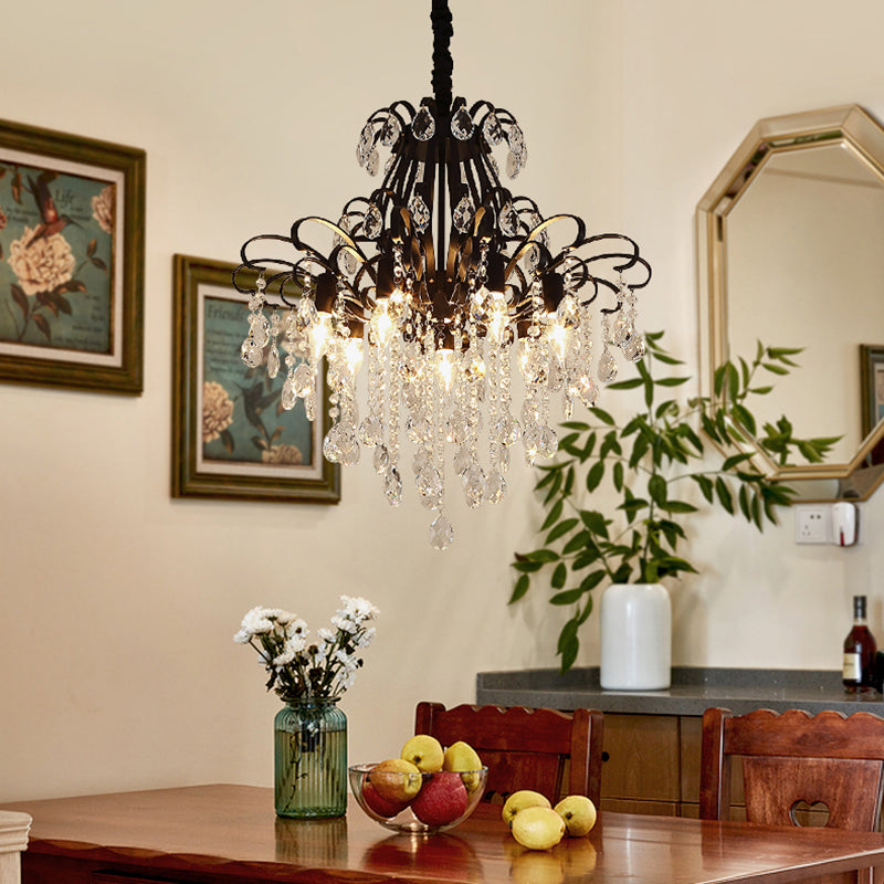Modernist Crystal Chandelier Pendant Light with 3/6 Heads in Black/Gold - Perfect for Bedroom