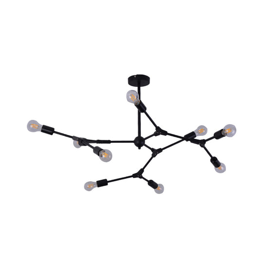 Modern Bedroom Chandelier With Sputnik Metal Shade And Bare Bulb: 6/8/9 Light Hanging Fixture