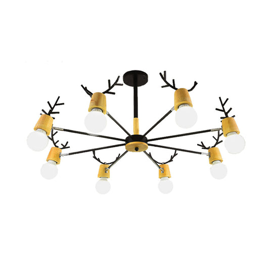 Sputnik Metal Chandelier - Modern Ceiling Hang Fixture With Bare Bulb For Bedroom 3/6/8 Lights