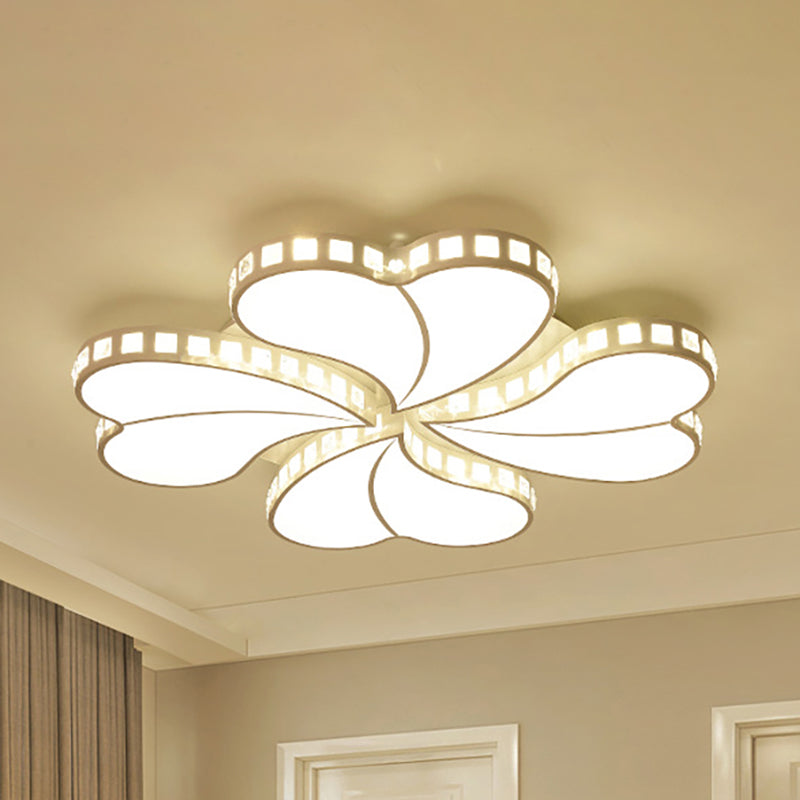 Contemporary Metal LED Ceiling Light - White Petal Flush Design for Living Room with Acrylic Shade - Wide Range (20.5"/24.5"/28")