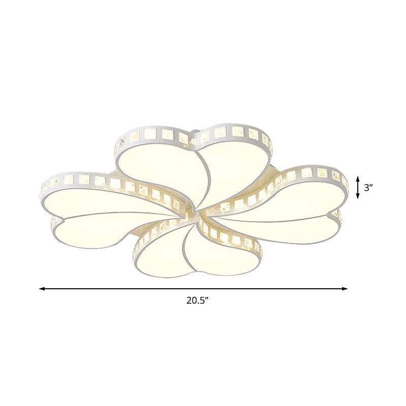 Contemporary Metal LED Ceiling Light - White Petal Flush Design for Living Room with Acrylic Shade - Wide Range (20.5"/24.5"/28")