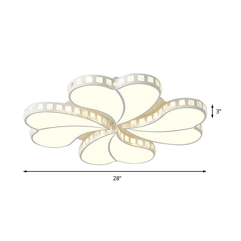 Contemporary Metal LED Ceiling Light - White Petal Flush Design for Living Room with Acrylic Shade - Wide Range (20.5"/24.5"/28")