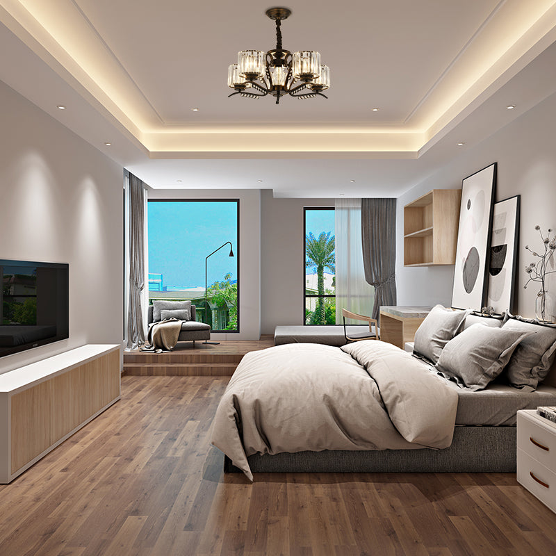 Vintage Style Black Crystal Drum Chandelier - 3/5 Head Suspension Lamp for Dining Room