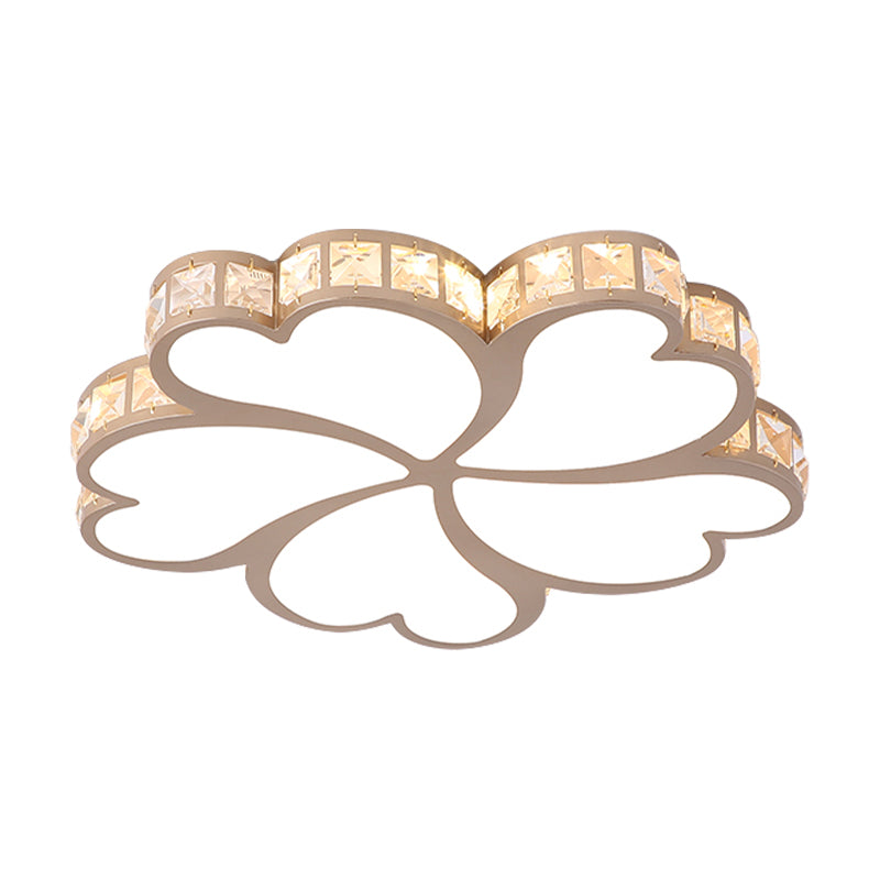 Nordic Clover Crystal Flush Mount Ceiling Light - Black/White/Gold Led Illumination For Bedroom