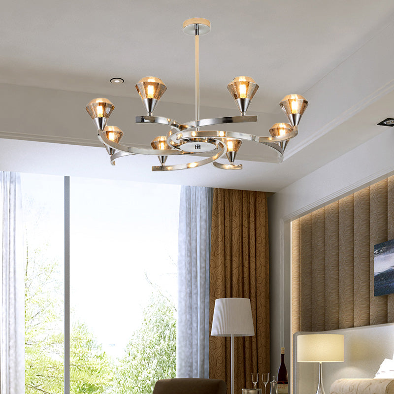 Sputnik Design Diamond Crystal Chandelier Light - Modern Ceiling Lamp Fixture with 6/8/10 Lights in Chrome/Gold