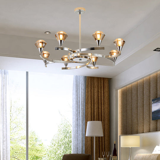 Sputnik Design Diamond Crystal Chandelier Light - Modern Ceiling Lamp Fixture with 6/8/10 Lights in Chrome/Gold