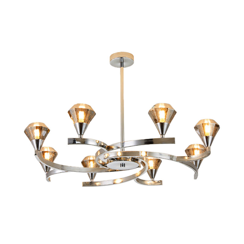 Sputnik Design Diamond Crystal Chandelier Light - Modern Ceiling Lamp Fixture with 6/8/10 Lights in Chrome/Gold