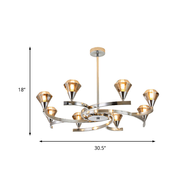 Sputnik Design Diamond Crystal Chandelier Light - Modern Ceiling Lamp Fixture with 6/8/10 Lights in Chrome/Gold