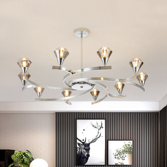 Sputnik Design Diamond Crystal Chandelier Light - Modern Ceiling Lamp Fixture with 6/8/10 Lights in Chrome/Gold