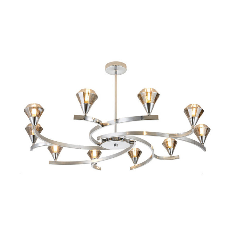Sputnik Design Diamond Crystal Chandelier Light - Modern Ceiling Lamp Fixture with 6/8/10 Lights in Chrome/Gold