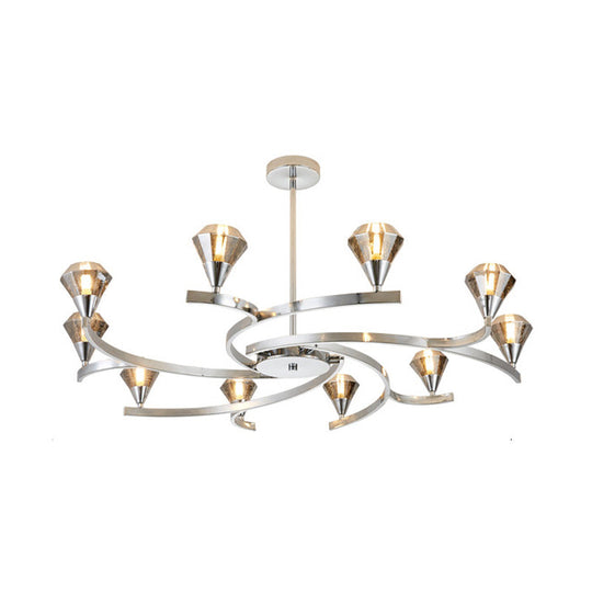 Sputnik Design Diamond Crystal Chandelier Light - Modern Ceiling Lamp Fixture with 6/8/10 Lights in Chrome/Gold