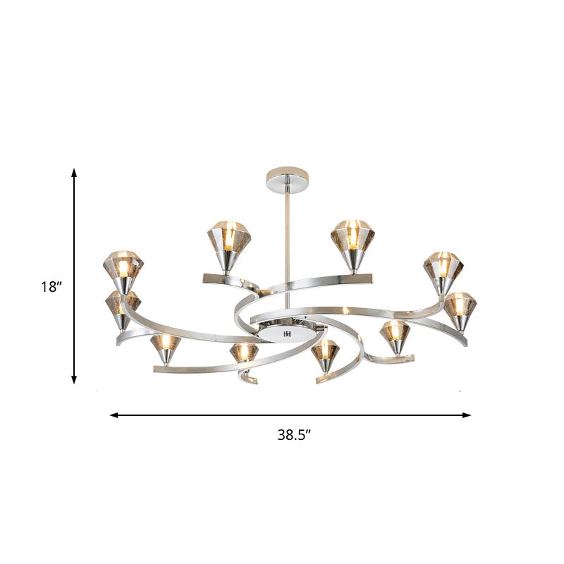 Sputnik Design Diamond Crystal Chandelier Light - Modern Ceiling Lamp Fixture with 6/8/10 Lights in Chrome/Gold