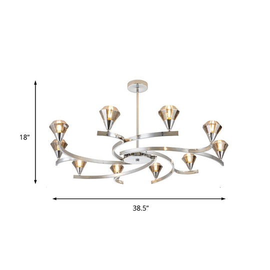 Sputnik Design Diamond Crystal Chandelier Light - Modern Ceiling Lamp Fixture with 6/8/10 Lights in Chrome/Gold