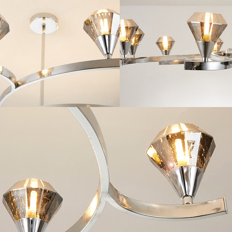 Sputnik Design Diamond Crystal Chandelier Light - Modern Ceiling Lamp Fixture with 6/8/10 Lights in Chrome/Gold