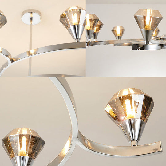 Sputnik Design Diamond Crystal Chandelier Light - Modern Ceiling Lamp Fixture with 6/8/10 Lights in Chrome/Gold
