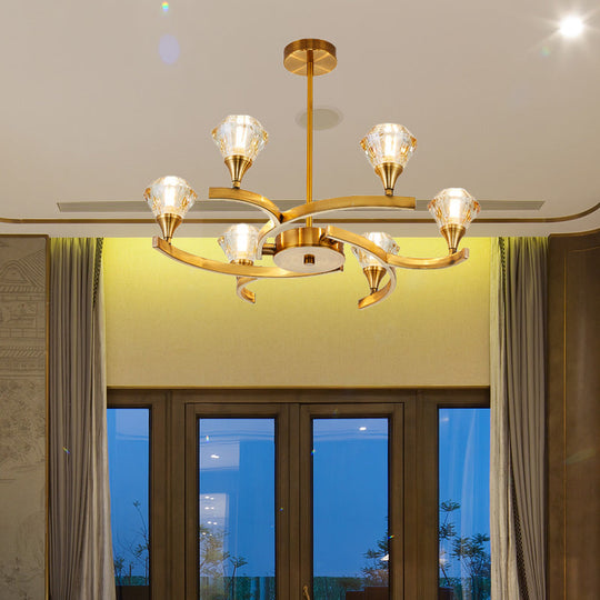 Sputnik Design Diamond Crystal Chandelier Light - Modern Ceiling Lamp Fixture with 6/8/10 Lights in Chrome/Gold