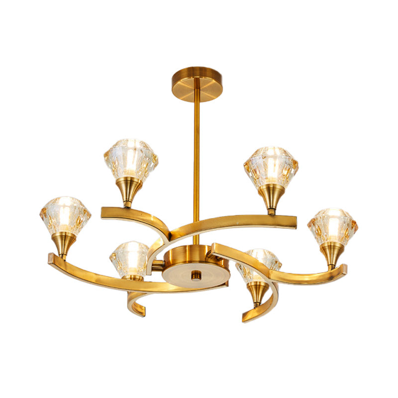 Sputnik Design Diamond Crystal Chandelier Light - Modern Ceiling Lamp Fixture with 6/8/10 Lights in Chrome/Gold