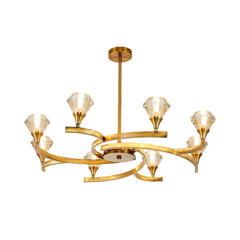 Sputnik Design Diamond Crystal Chandelier Light - Modern Ceiling Lamp Fixture with 6/8/10 Lights in Chrome/Gold