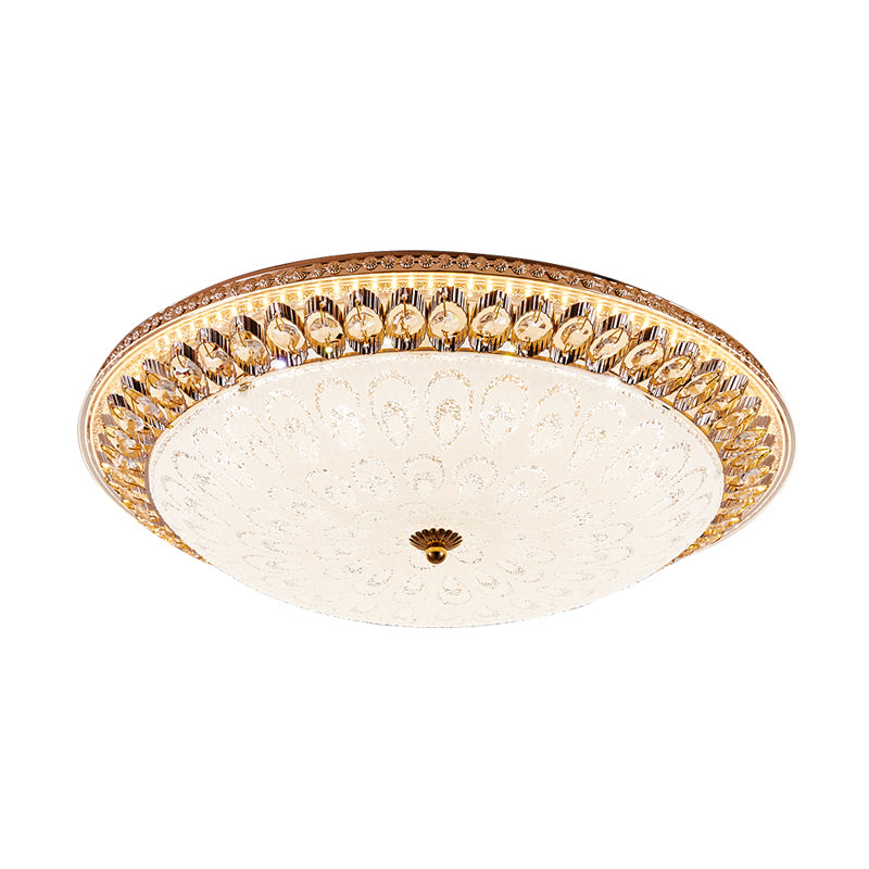 Lampe à encastrer ronde en cristal avec motif paon - Lumière chaude/blanche