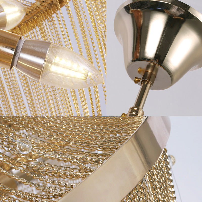 Gold Empire Chandelier - Modern Nordic Style, 6-Light Ceiling Fixture with Tassel Detailing