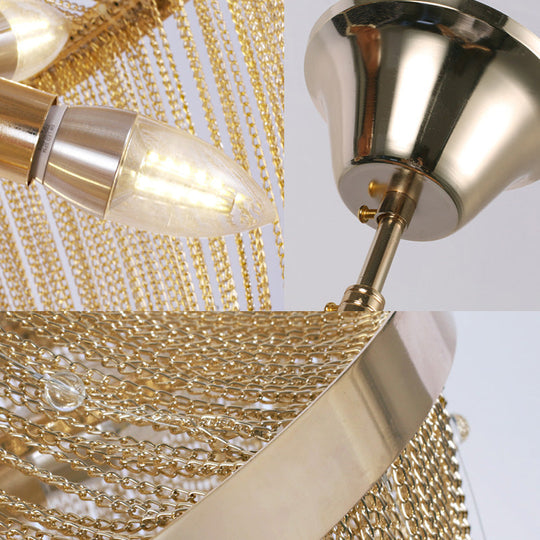 Gold Empire Chandelier - Modern Nordic Style, 6-Light Ceiling Fixture with Tassel Detailing