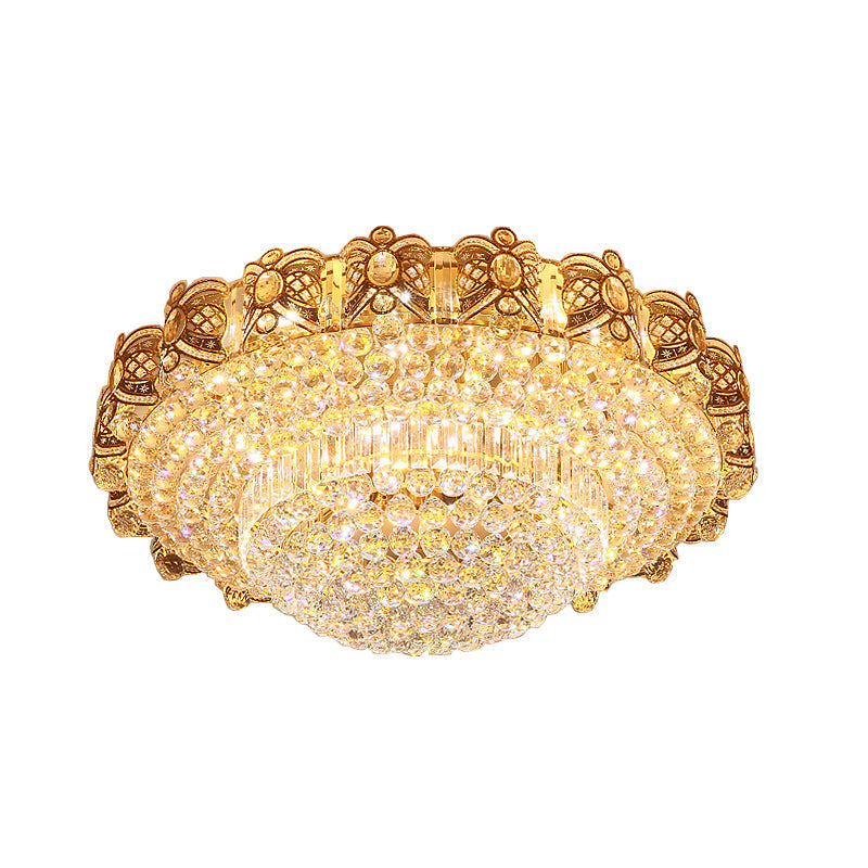Gold Integrated LED Crystal Ceiling Flush Mount Light, 16"/23.5" Wide