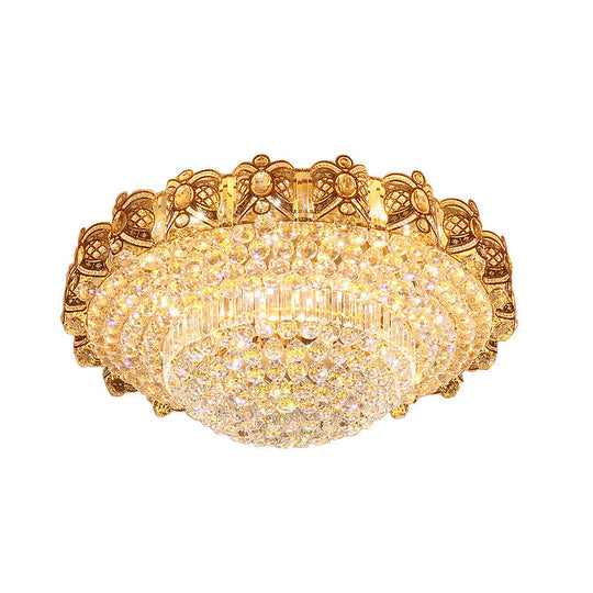 Gold Integrated LED Crystal Ceiling Flush Mount Light, 16"/23.5" Wide