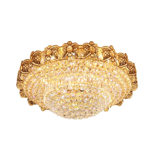 Gold Integrated Led Crystal Ceiling Flush Mount Light 16/23.5 Wide