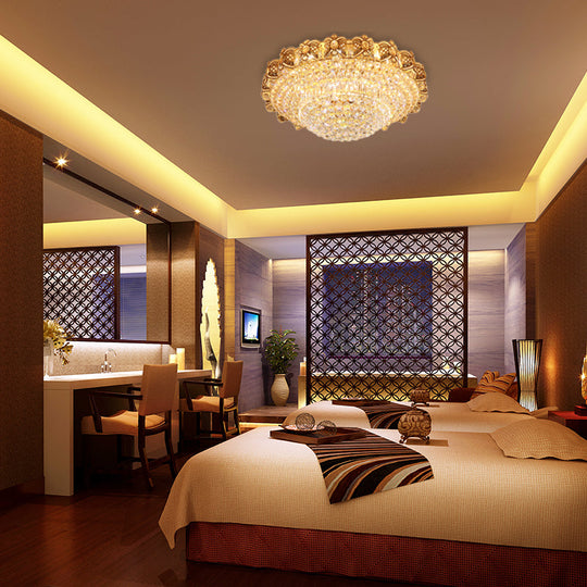 Gold Integrated LED Crystal Ceiling Flush Mount Light, 16"/23.5" Wide