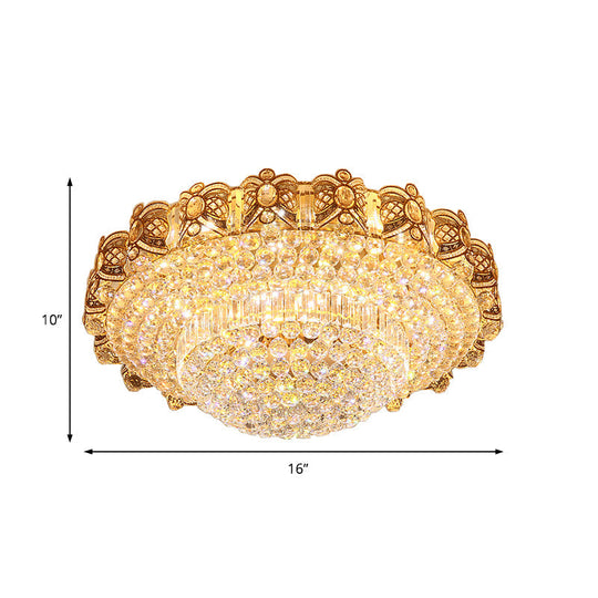 Gold Integrated LED Crystal Ceiling Flush Mount Light, 16"/23.5" Wide