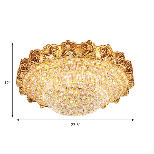 Gold Integrated LED Crystal Ceiling Flush Mount Light, 16"/23.5" Wide
