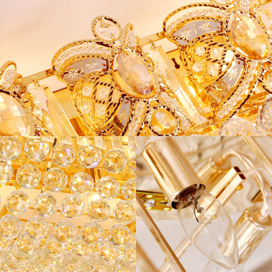 Gold Integrated LED Crystal Ceiling Flush Mount Light, 16"/23.5" Wide