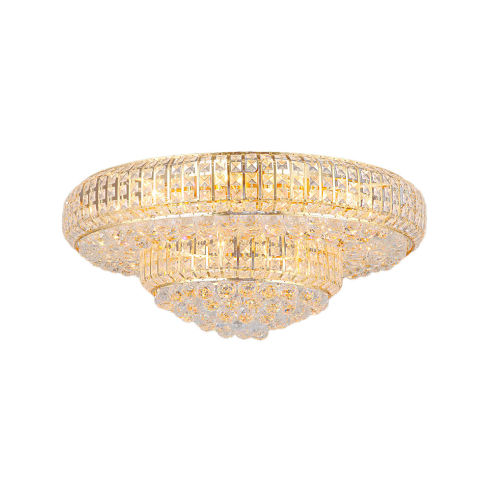 Modern Clear Crystal Ceiling Light With Gold Finish For Living Room