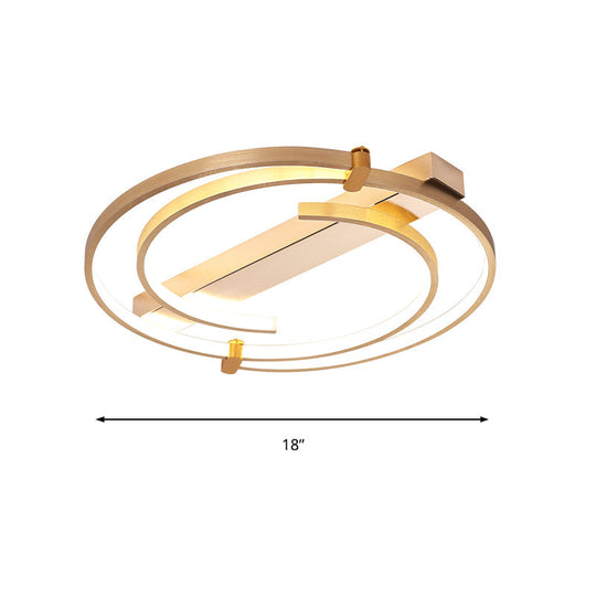 Minimalist Gold Flush Mount Ceiling Light Fixture - 18/23.5 W Ring For Bedrooms