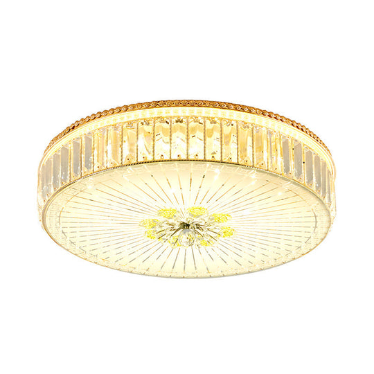 Modern Gold Flush Mount Ceiling Light Fixture - Clear Crystal Circular Design Multiple Sizes Glass