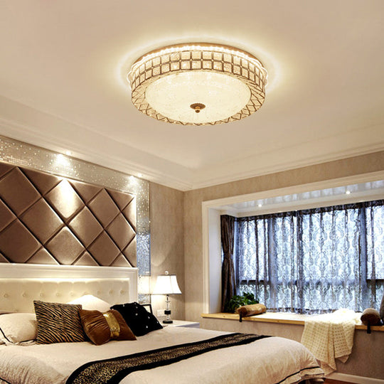 Modern LED Ceiling Light with Crystal Accents and White Glass Diffuser