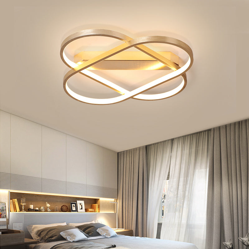Contemporary Gold Oval LED Ceiling Light for Bedroom - Warm/White, 19.5"/23.5" Wide