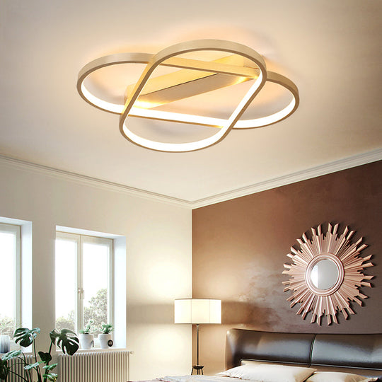 Contemporary Gold Oval LED Ceiling Light for Bedroom - Warm/White, 19.5"/23.5" Wide