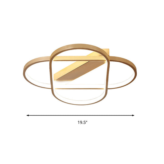 Contemporary Gold Oval LED Ceiling Light for Bedroom - Warm/White, 19.5"/23.5" Wide